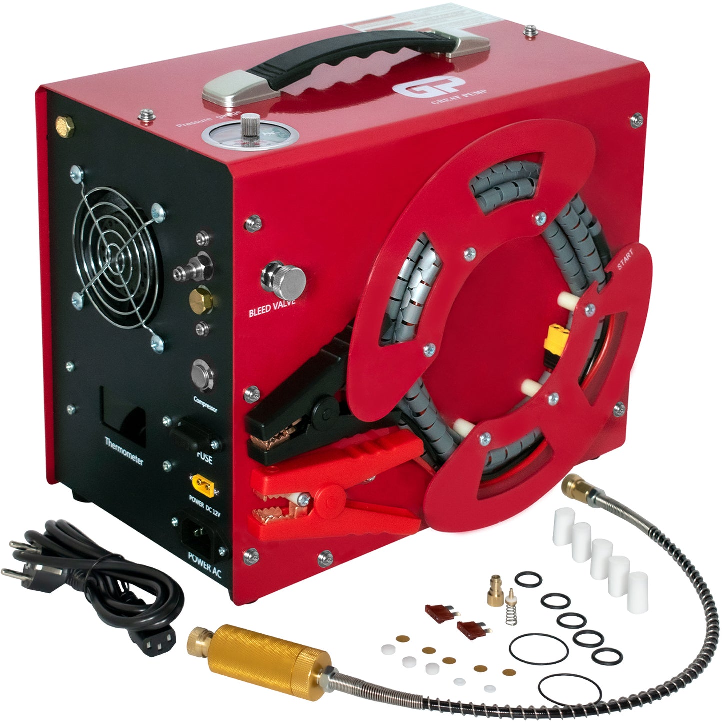 GreatPump TXES062 Portable Pcp Air Compressor,4500Psi/30Mpa High Pressure Air Compressor Paintball Scuba Tank HPA Pump Auto-Stop,Unique Vertical+Wire Spool Design