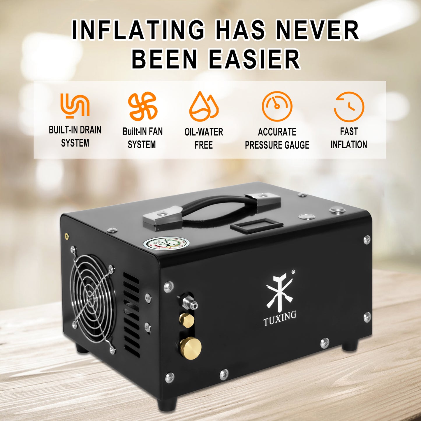 TUXING 4500Psi PCP Air Compressor, Manual shutdown High Pressure Compressor,Equipped with Water Cooling System, Scuba Diving Tank Pcp Air Rifles Charging(TXET061-1)