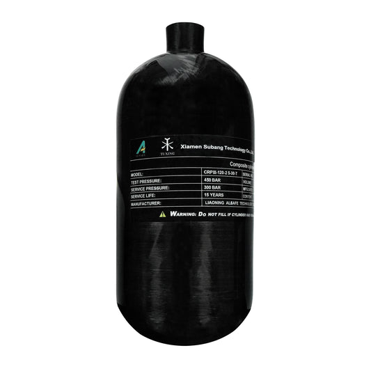TUXING 4500psi High Pressure Composite Cylinder, 2.5L Carbon Fiber Tank, Diving Scuba Tank, PCP Paintball Air Tank (Empty Bottle), M18*1.5