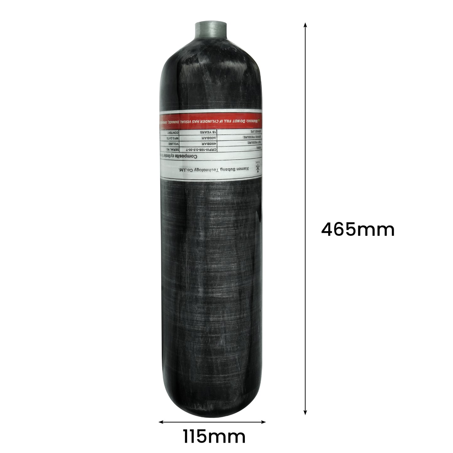 TUXING 4500Psi High Pressure Composite Cylinder, Scuba Tank, 3L Carbon Fiber Air Tank, CE Approved, Pcp Paintball Air Diving Tank (Empty Bottle) M18*1.5